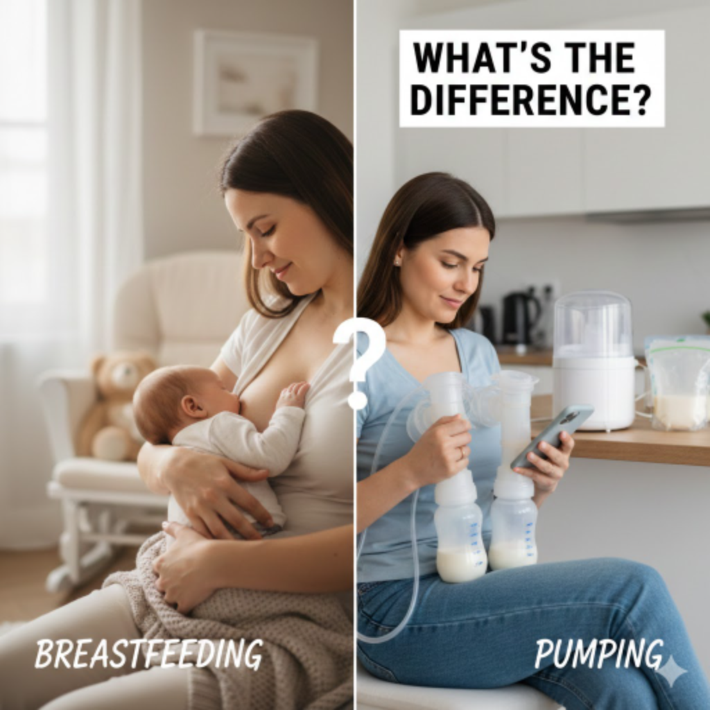 Picture of two moms: One breastfeeding; the other pumping milk | ORION